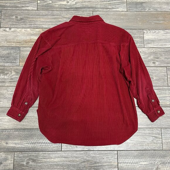 Eddie Bauer Corduroy Shirt Jacket Shacket Women’s Size Large Red Thick Heavy - Picture 11 of 16